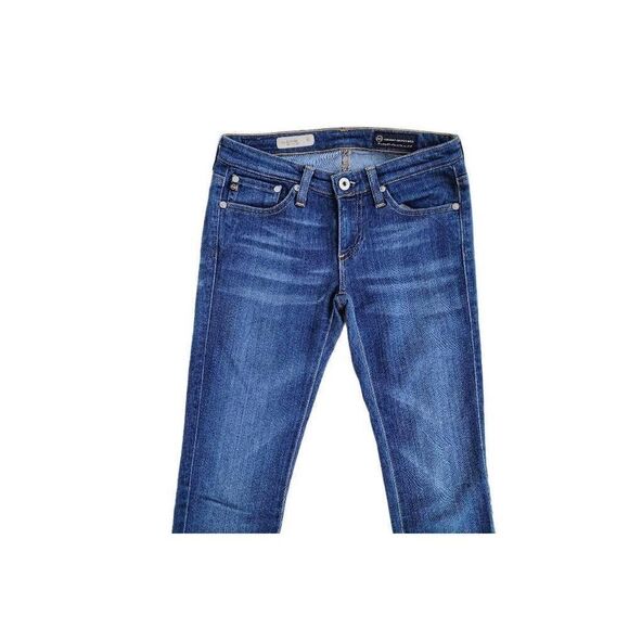 AG The Stevie Slim Straight Semi-Dark Wash Whiskering Denim Jeans Size 24R - Picture 5 of 12